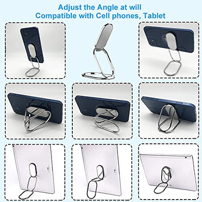 Cell Phone Ring Holder Finger Kickstand, CLZWiiN Foldable 360° Rotation Cellphone Stand for Desk, Office Desktop, Magnetic Car Mount, Metal Multi-Angle for Phone Back Grip (Silver) - color: Silver