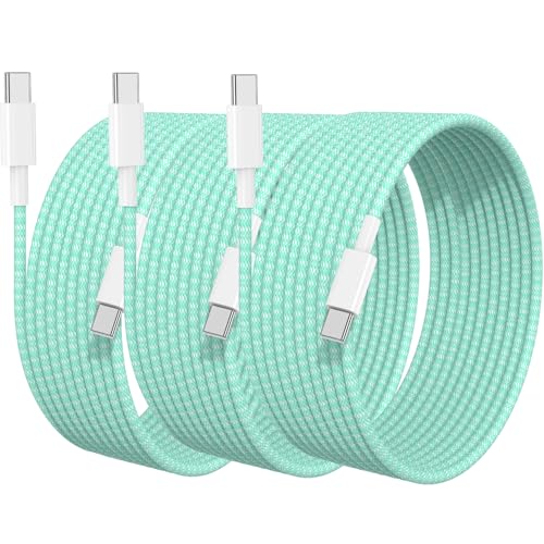 USB C to C Charging Cable 10 FT for iPhone 17 16 15 Charger Cord,3Pack Long Apple Braided C to C Cable Fast Charging for iPhone Air 17 16 Pro Max/15 Pro/16 Plus/15,MacBook Pro,iPad 11/10 inch-Green - color: Green, size: 10FT+10FT+10FT