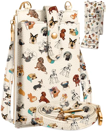 Miss Adola RFID Cell Phone Purse Crossbody Bag for Women | RFID Blocking, Card Slots, Dual Straps, Leather Phone Wallet, Magnetic Buckle, Smooth Zipper, Crossbody Purse for Daily Use - color: Dog Lover Girl