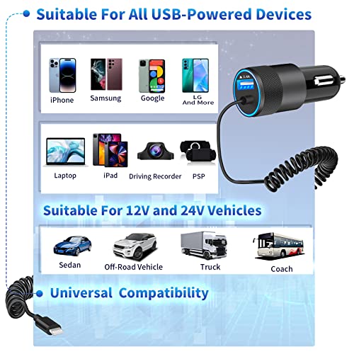 Apple MFi Certified iPhone Car Charger Fast Charging + 6FT Lightning Cable - color: Pure White