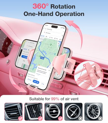 VICSEED Pink Air Vent Phone Holder for Your Car [ Sturdy & Secure ] - color: Pink