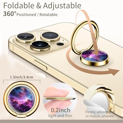 Cell Phone Ring Holder, Cute Phone Ring Grip Stand, 360°Rotation Funny Metal Kickstand Finger Grip Purple Luxury Universe - color: Purple Luxury Universe