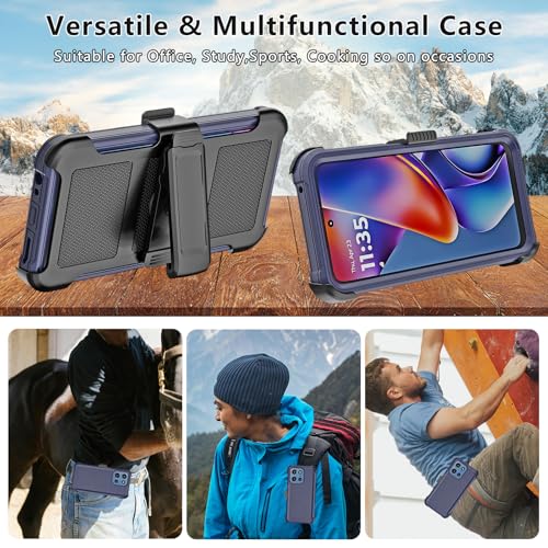 for Motorola Moto G 2026/2025 Case, for Moto G Play 2026 Case with Belt Clip Holster, Heavy Duty 2-Layer Protection, Anti-Drop, Shockproof Phone Cover (Navy Blue) - color: Navy Blue