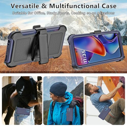for Motorola Moto G 2026/2025 Case, for Moto G Play 2026 Case with Belt Clip Holster, Heavy Duty 2-Layer Protection, Anti-Drop, Shockproof Phone Cover (Navy Blue) - color: Navy Blue