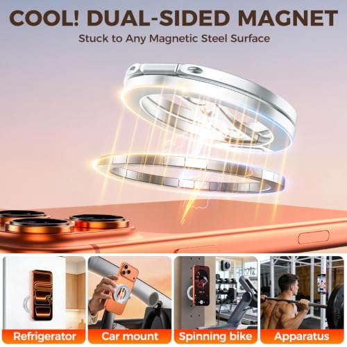Magnetic Phone Ring Grip for MagSafe Dual-Sided Magnet Cell Phone Grip Stand Finger Ring Holder Compatible with iPhone 17/16/15/14/13 Pro Max Plus, for Mag Car Mounts (Silver) - color: Silver