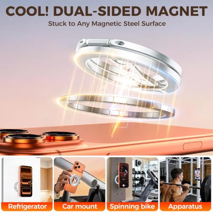 Magnetic Phone Ring Grip for MagSafe Dual-Sided Magnet Cell Phone Grip Stand Finger Ring Holder Compatible with iPhone 17/16/15/14/13 Pro Max Plus, for Mag Car Mounts (Silver) - color: Silver