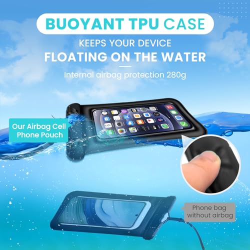 2 Pack Waterproof Floating Phone Pouch IPX8 Floatable Waterproof Phone Case with Lanyard Strap Universal Dry Bags Underwater Case Wallet for iPhone 17/Air16 15 14 13 12 Samsung,Up to 7.2" for Swimming - color: Blue+Black