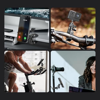 Mic Stand Phone Holder Aluminum Compatible with Magsafe iPhone 16/15/14/13/12 Plus Pro Max Series, Side Mount Cellphone Music Stand Holder for Microphone, 360° Swivel Tilt Adjustable Mic Phone Mount