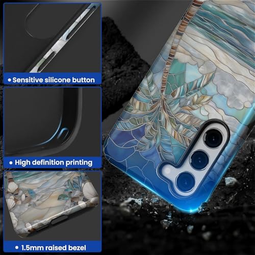 Case for Samsung Galaxy S23,Anti-Scratch Full-Body Cover Shockproof Slim Design Case,PC Hard Shell & Silicone Inner Bumper -Beach Palm Tree - color: Beach Palm Tree, size: Galaxy S23