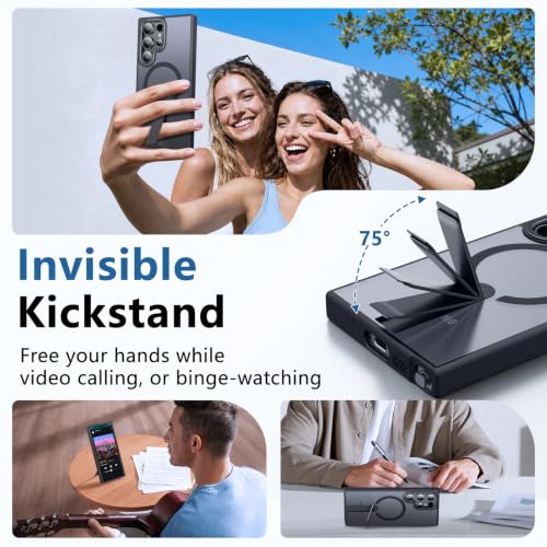 for S23-Ultra Case, Compatible with MagSafe, Durable Stand, Black - color: Black, size: Galaxy S23 Ultra 6.8"