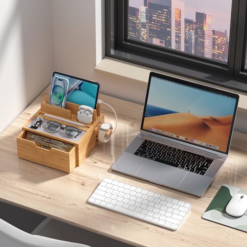 Pezin & Hulin Charging Station Dock with Charger HUB and Cables-Natural - color: Natural (With Charger)