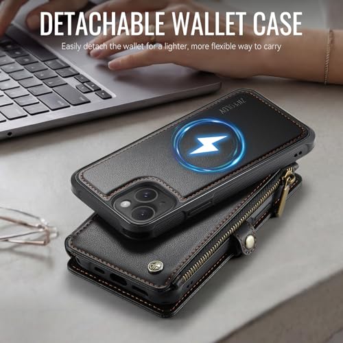 for iPhone 14 - Phone Case Wallet Magnetic Detachable, Black - color: Black, size: iPhone 14