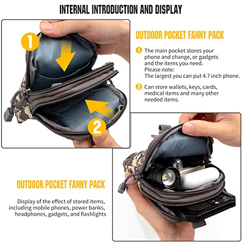 Tactical Molle Phone Pouch Compact Utility Belt Waist Bag with Shoulder Strap for iPhone 14 Plus/14 Pro Max/14 Pro/14/13 Pro Max/13/12 Pro - color: Camouflage Digital Grey