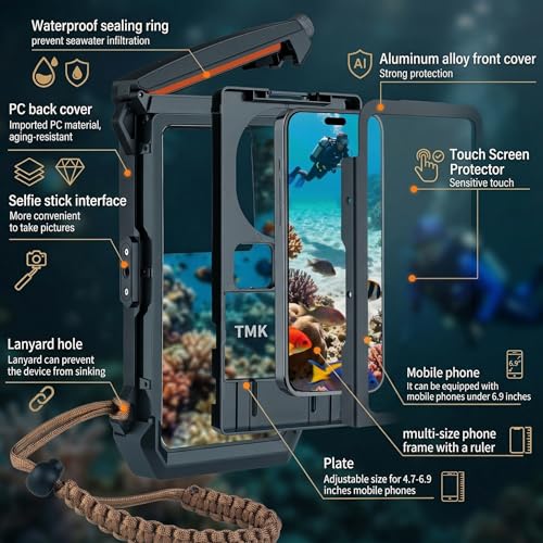 Gen 5th Diving Phone Case for iPhone 17 16 15 14 13 12 11 Pro Max Galaxy S25 S24 S23 Ultra, [98ft/30m] Waterproof Shellbox Underwater Camera Housing, Professional for Scuba Snorkeling (Gray) - color: 5th Gray