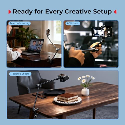 SMALLRIG Desktop Magic Arm Support with Super Clamp Kit, Phone Mount Clamp - style: Gear & Ball Joints