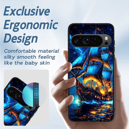 for Google Pixel 9 Pro XL Phone Case TPU Shockproof Full Body Protection Cover 6.8" Majestic Pirate Ship for Pixel 9 Pro XL Lightweight Compatible Wireless Charging Screen Protector Film - color: Majestic Pirate Ship