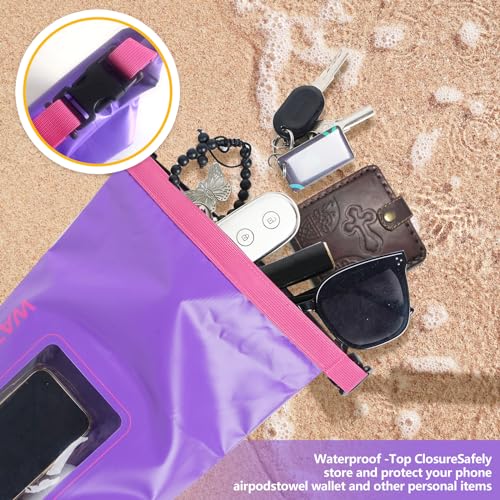 IP68 Waterproof Dry Bag, 5L Roll Top Waterproof Pool Bag | Large Waterproof Phone Pouch,for Boating & Kayaking Camping (Purple 5L) - color: purple 5L