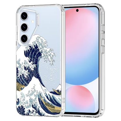 MOSNOVO Case for Samsung Galaxy S24 FE, [Buffertech 6.6ft Military-Grade Drop Protection] [Anti Peel Off Tech] Clear TPU Bumper Phone Case Cover Design - Great Wave - color: Clear - Great Wave, size: Samsung Galaxy S24 FE