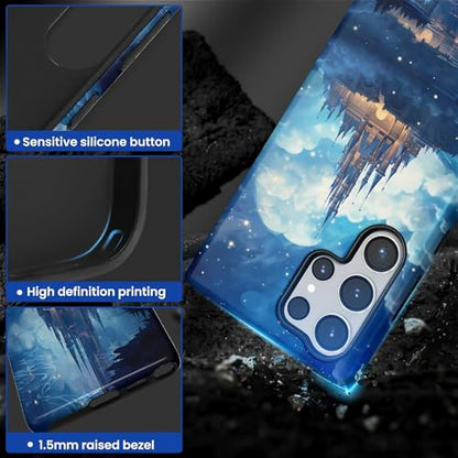 CARLOCA Case for Samsung Galaxy S23 Ultra,Blue Castle Design- Hybrid Dual Protection Soft TPU + Hard PC, Shockproof & Anti-Scratch Cover Men Women Stylish Protective Phone Case - color: Blue Castle, size: Galaxy S23 Ultra