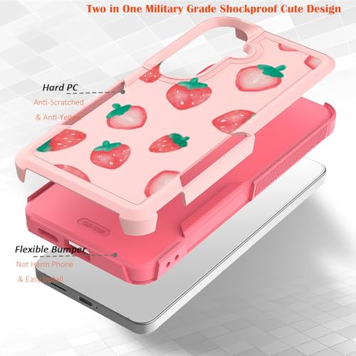 for Samsung Galaxy S26 5G Case: Cute Flowers Floral Design for Girls Women Slim Soft TPU Bumper Shockproof Silicone Cell Phone Cover (Strawberry) - color: Strawberry