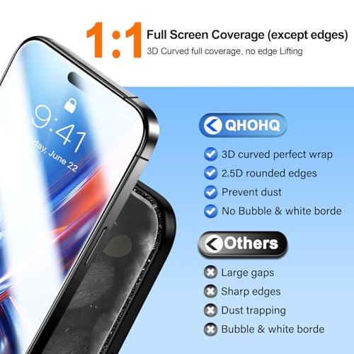 QHOHQ [1-Second Auto-Install] 3 Pack Screen Protector for iPhone Air + 3 Pack Camera Lens Protector, 9H+ Shatterproof Tempered Glass for iPhone 17 Air, [12FT Military Grade Protection], Case Friendly - size: iPhone Air 6.5 Inch