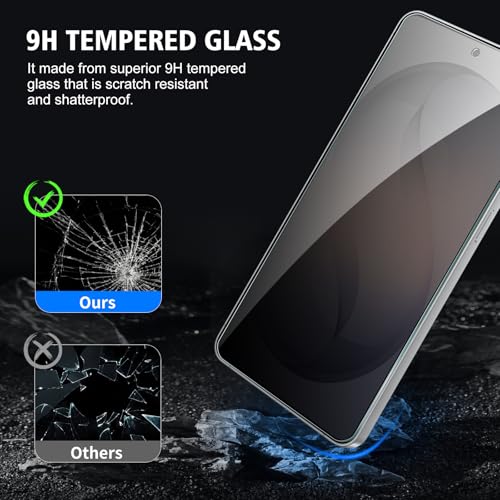 2+2 Pack for Samsung Galaxy S26+/S26 Plus Privacy Screen Protector with Camera Lens Protector, Anti Spy Tempered Glass Protection Film 9H Hardness, Scratch Resistant, Case Friendly