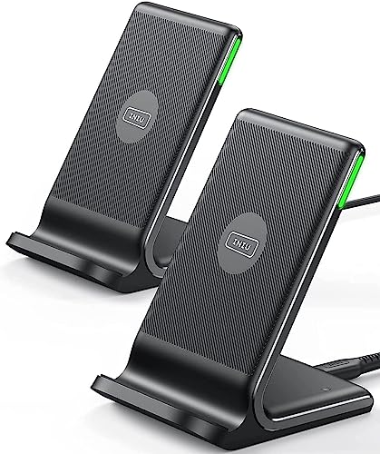 INIU Wireless Charger, [2-Pack] 15W Fast Wireless Charging Station with LED - color: Black, size: 2 Pack