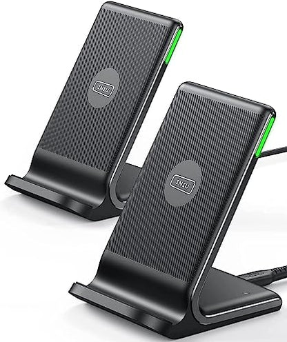 INIU Wireless Charger, [2-Pack] 15W Fast Wireless Charging Station with LED - color: Black, size: 2 Pack