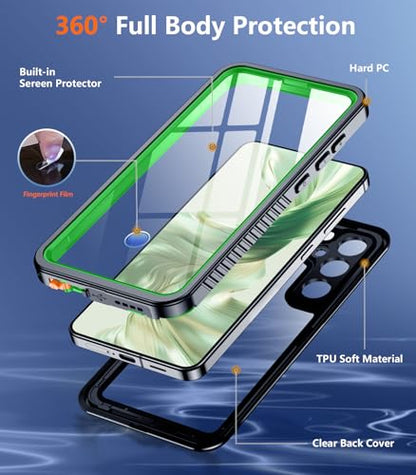 Designed for Samsung Galaxy S25 Case Waterproof, Built-in Lens & Screen Protector Military Shockproof Dropproof IP68 Underwater Full Body Phone Case for Galaxy S25 5G 6.2"-Green/Clear (2025) - color: Green