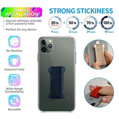 Finger Strap Phone Holder,Cell Phone Finger Grip Strap Holder for Hand, Ultra Thin Anti-Slip Universal Cell Phone Grips Band Holder for Back of Phone - 2Pack(Dark Blue) - color: Dark Blue