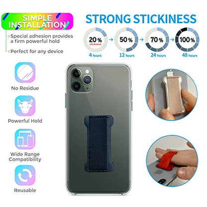 Finger Strap Phone Holder,Cell Phone Finger Grip Strap Holder for Hand, Ultra Thin Anti-Slip Universal Cell Phone Grips Band Holder for Back of Phone - 2Pack(Dark Blue) - color: Dark Blue