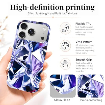 Case Compatible with iPhone 17 Pro Max, 2025 Anti-Yellow Ultra Transparent Soft TPU Phone Case, Shockproof Anti-Slip Slim Lightweight Full Coverage Protective (Gemstone) - color: Gemstone