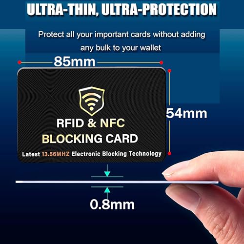 SaiTech IT 5 Pack RFID Blocking Card for Credit Debit ID Card, Black | Slim Anti-Theft Contactless NFC RFID Blocker Protector, Easily Fit into Wallet and Purse, for Men & Women - color: Black