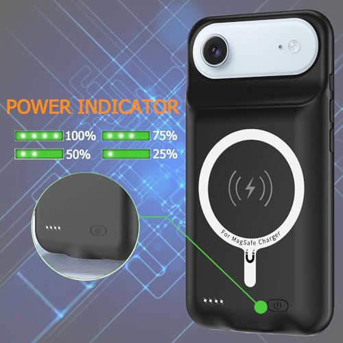 Battery Case for iPhone Air, Upgraded 12000mAh Rechargeable Portable Extended Battery Pack Supported Qi Wireless Charging Case Compatible with iPhone Air(6.5 inch) Charger Cover Power Bank (Black) - size: iPhone 17 Air (6.5 inch)