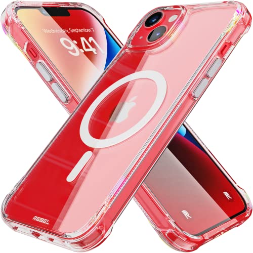 REBEL Clear Case for iPhone 14 Plus [Crystal Series Gen-4] Strong MagSafe Compatible, Anti-Scratch, Non-Yellowing, Protective Shockproof Bumpers, Metal Buttons, 6.7 Inch Phone 2023 (Crystal Clear) - color: Crystal Clear, size: iPhone 14 Plus