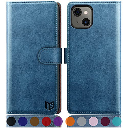 SUANPOT for iPhone 13 6.1 inch 5G with RFID Blocking Wallet case Credit Card Holder,Flip Book PU Leather Phone case Shockproof Cover Cellphone Women Men for Apple 13 case Wallet Sky Blue - color: Sky Blue