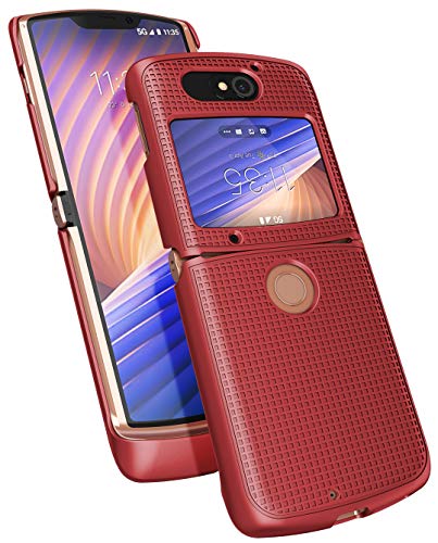 Grid Series for Motorola RAZR 5G (2020) Flip Phone Case - Bold Red | Slim Hard Shell Cover, Satisfying Texture, Matte, For Moto XT2071 - color: Red