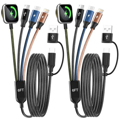 Travel Essentials 4in2 Multi Charging Cable for iPhone Watch Charger,2PK6FT - color: Dark Black&Blue&Green&Coffee, size: AC to 2C+L+iWatch