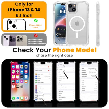 WRJ Magnetic Matte for iPhone 13 Case,iPhone 14 Case,[Compatible with MagSafe][Military Grade Drop Protection] Translucent Anti-Fingerprint Full Body Shockproof Phone Case-Clear - color: Clear, style: Matte