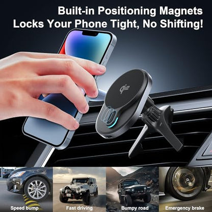HURMAI for Qi2 Car Mount Charger 15W MagSafe Wireless for iPhone
