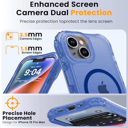 WRJ Magnetic Matte for iPhone 13 Case,iPhone 14 Case,[Compatible with MagSafe][Military Grade Drop Protection] Translucent Anti-Fingerprint Full Body Shockproof Phone Case-Blue - color: Blue, style: Matte