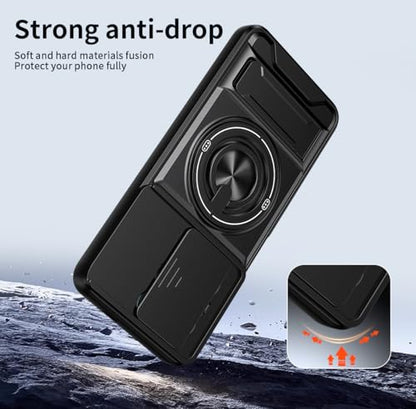 Compatible with Tecno Pop 8 Case Cover,Compatible with Tecno Spark Go 20 20c / Spark Go 2024 BG6 with Slide Camera Cover Phone Stand Protective Case Black - color: Black, size: Compatible with Tecno Pop 8