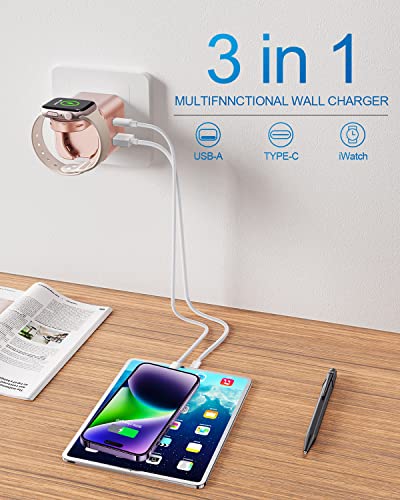 BeaSaf 36W for Apple Charging Block with Built-in Watch Charger, Foldable PD Fast Charger Block for iPhone, Dual Ports Wall Charger Compatible with Apple Watch iPhone AirPods(Rose Gold) - color: Rose Gold