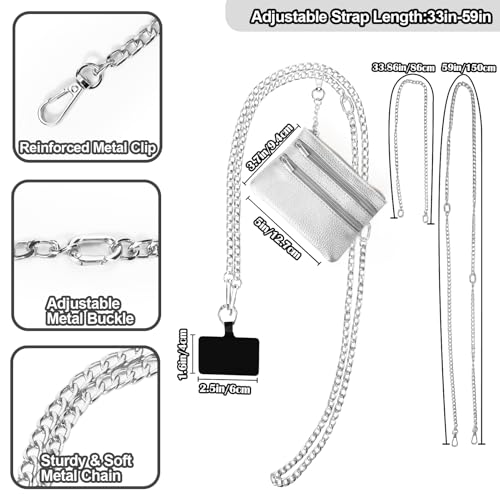 XANGNIER Clip and Go Strap for Phone with Wallet Crossbody,Chain Silver - color: Chain Silver
