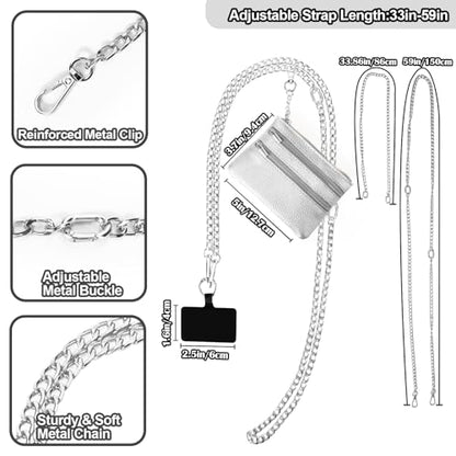 XANGNIER Clip and Go Strap for Phone with Wallet Crossbody,Chain Silver - color: Chain Silver