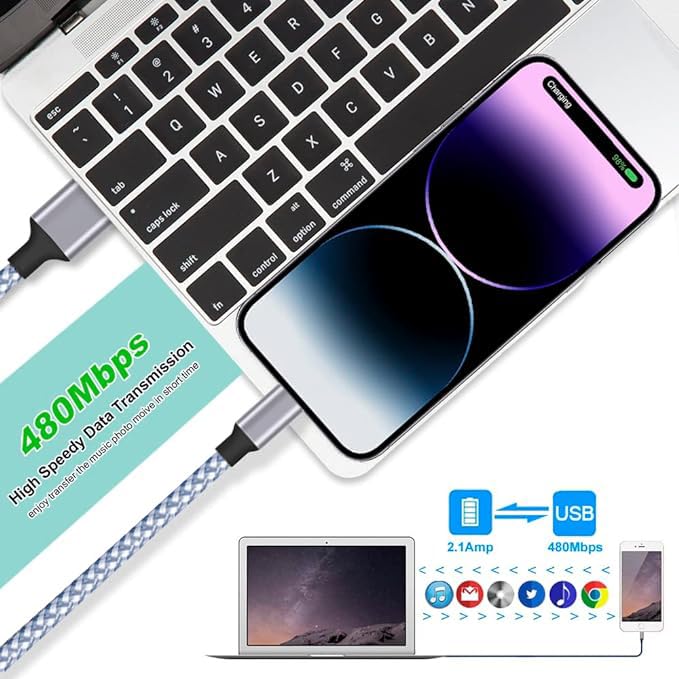 DAZHWA iPhone Charger 3pack 6ft MFi Certified Best New Nylon Braided Lightning Cable Cell Phone Fast Charger Cord Compatible with iPhone14/13/12/11Pro Max/XS/XR/X/8/7/6/5/SE/iPad More