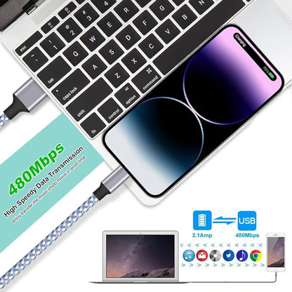 DAZHWA iPhone Charger 3pack 6ft MFi Certified Best New Nylon Braided Lightning Cable Cell Phone Fast Charger Cord Compatible with iPhone14/13/12/11Pro Max/XS/XR/X/8/7/6/5/SE/iPad More
