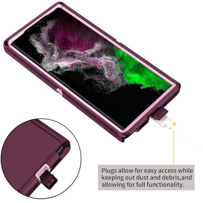 for Galaxy Note 20 Ultra Case Heavy Duty Shockproof Dust/Drop Poof 3 Layers Full Bady Protection Rugged Cover Case for Samsung Galaxy Note 20 Ultra,Purple/Pink - color: Purple/Pink