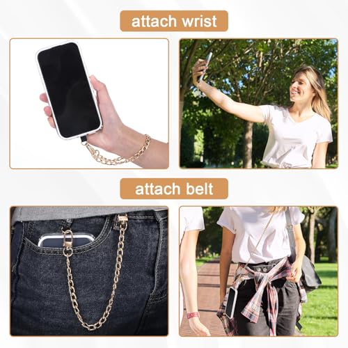 2Pack Phone Lanyard Crossbody with Patch Around the Neck Crossbody Wrist Chain Strap Crossbody for Women Most Phone - color: Gold