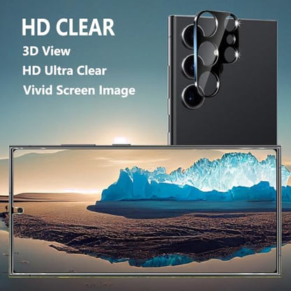 [2+2 Pack for Samsung Galaxy S25 Ultra Privacy Screen Protector Tempered Glass with Camera Lens Protector - High Transparency, Shockproof, Anti-Smudge, Supports Fingerprint Unlock - size: S25U 2+2